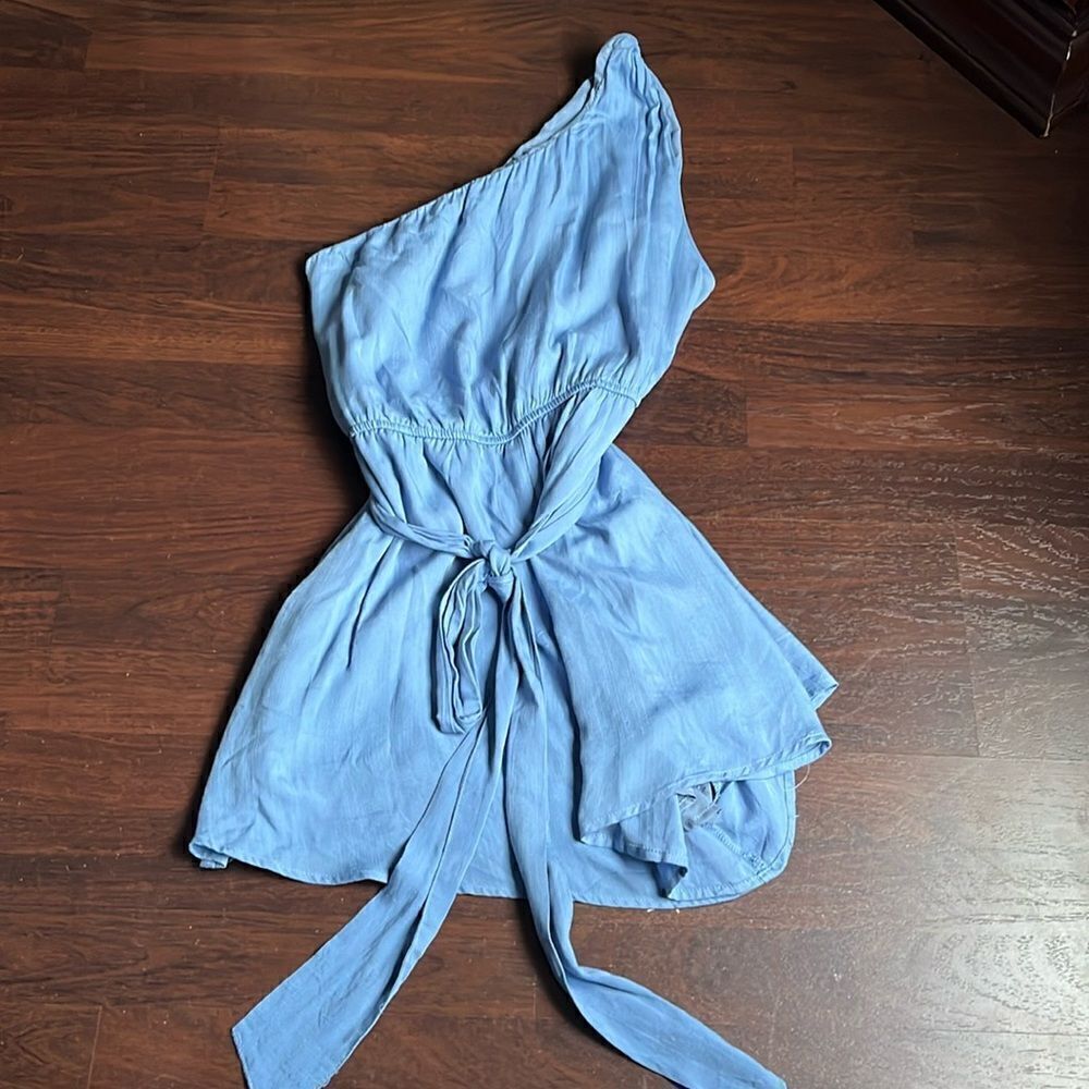 Sky blue shoulder top